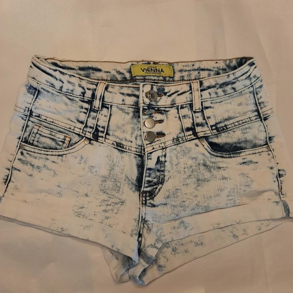 High Rise Shorts Zipper & Button, Vienna, Size 7 Blue